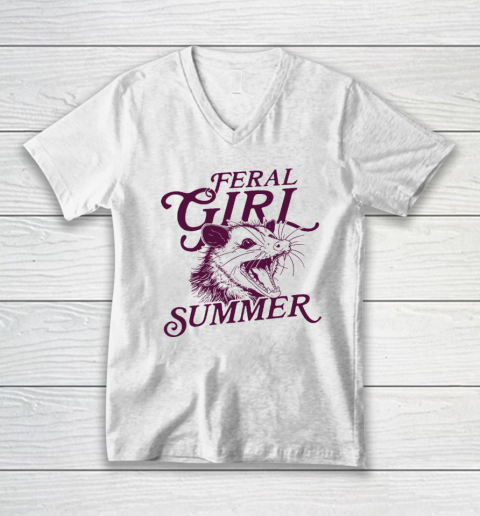 Feral Girl Summer Opossum Vintage V-Neck T-Shirt