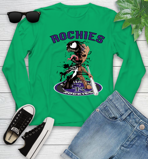 MLB Colorado Rockies Baseball Venom Groot Guardians Of The Galaxy Youth Long Sleeve 6