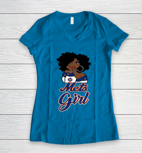 New York Metss Girl MLB Women's V-Neck T-Shirt 7