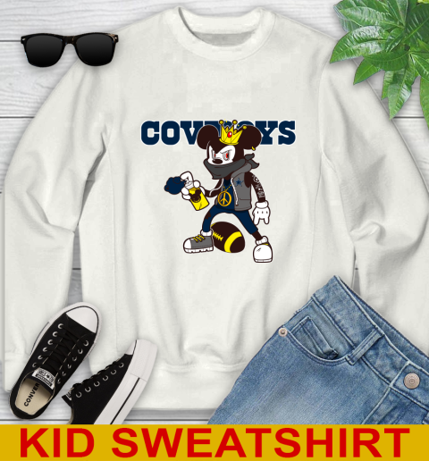 Dallas Cowboys NFL Football Mickey Peace Sign Sports Youth Sweatshirt
