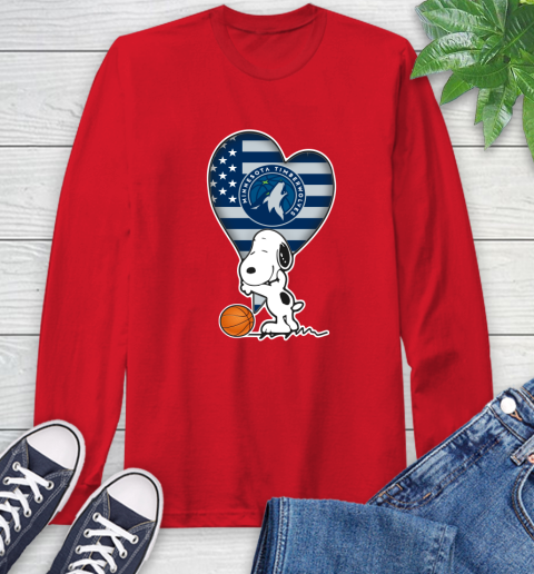 Minnesota Timberwolves NBA Basketball The Peanuts Movie Adorable Snoopy Long Sleeve T-Shirt 10