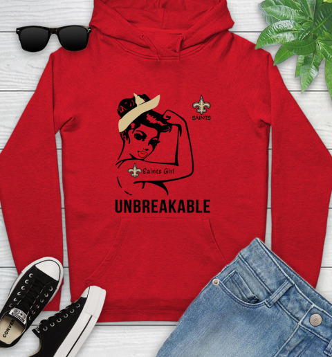 NFL New Orleans Saints Girl Unbreakable Football Sports Youth Hoodie 7