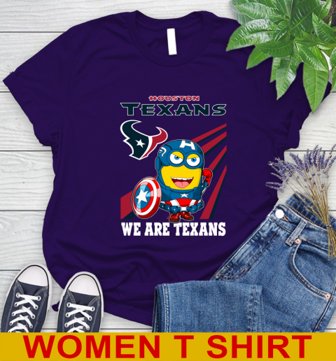 NFL Football Houston Texans Captain America Marvel Avengers Minion Shirt Women's T-Shirt 4