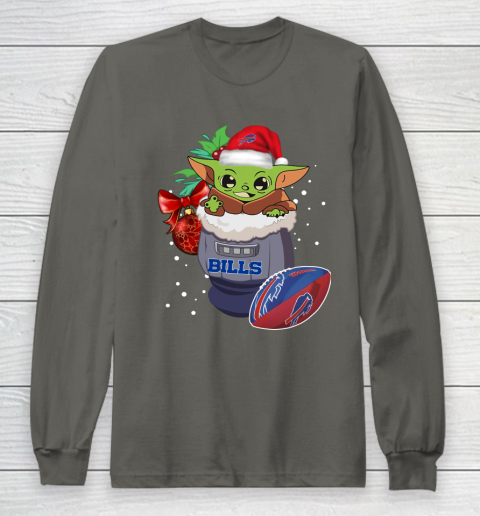 Buffalo Bills Christmas Baby Yoda Star Wars Funny Happy NFL Long Sleeve T-Shirt 8