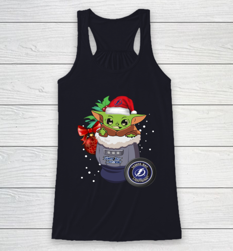 Tampa Bay Lightning Christmas Baby Yoda Star Wars Funny Happy NHL Racerback Tank 8