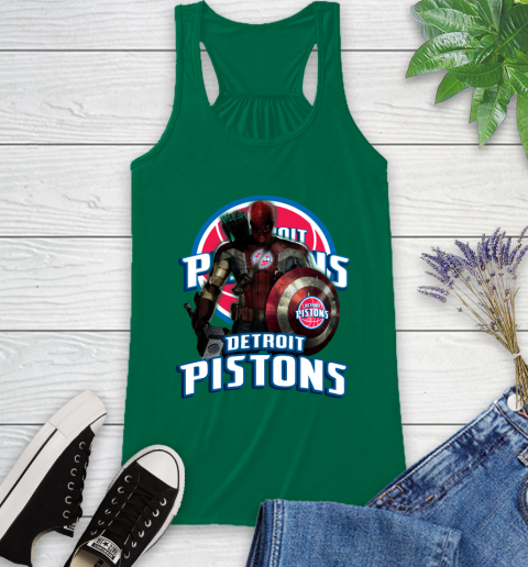 Detroit Pistons NBA Basketball Captain America Thor Spider Man Hawkeye Avengers Racerback Tank 7