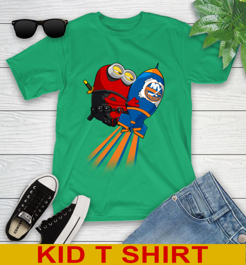 NHL Hockey New York Islanders Deadpool Minion Marvel Shirt Youth T-Shirt 7