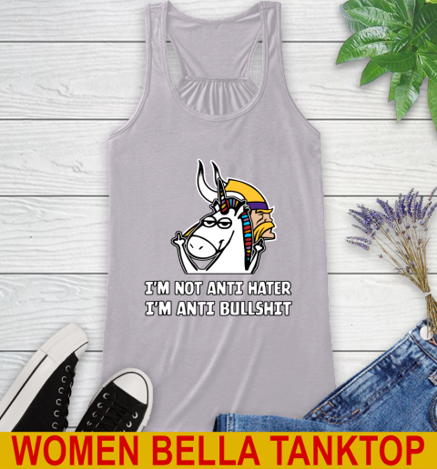 Minnesota Vikings NFL Football Unicorn I'm Not Anti Hater I'm Anti Bullshit Racerback Tank 5