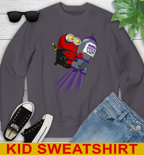 NBA Basketball Sacramento Kings Deadpool Minion Marvel Shirt Youth Sweatshirt 5