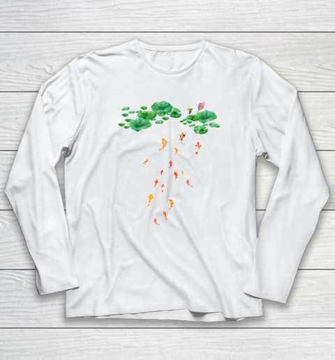 Watercolor Japanese Koi Fish Goldfish Lily Pad Lotus Leaf Beauty Long Sleeve T-Shirt