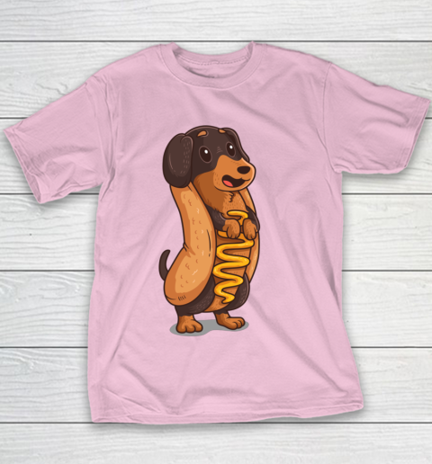 Wiener Dog Hotdog Bun Dachshund Funny Foodie Gift Hot Dog Youth T-Shirt 5