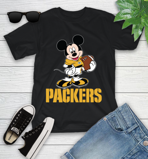 NFL Football Green Bay Packers Cheerful Mickey Mouse Shirt Youth T-Shirt