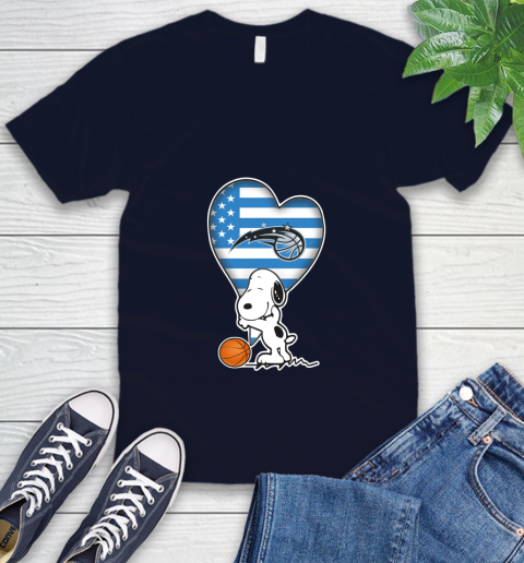 Orlando Magic NBA Basketball The Peanuts Movie Adorable Snoopy V-Neck T-Shirt 3