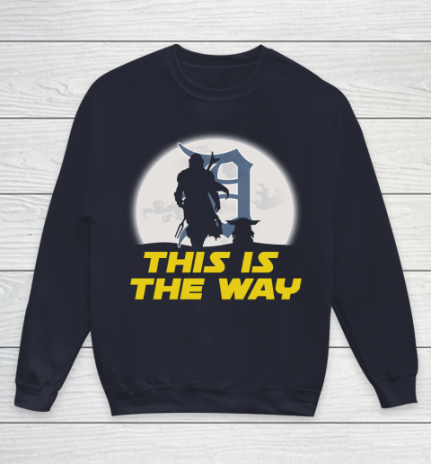 Detroit Tigers MLB Baseball Star Wars Yoda And Mandalorian This Is The Way Youth Sweatshirt 2