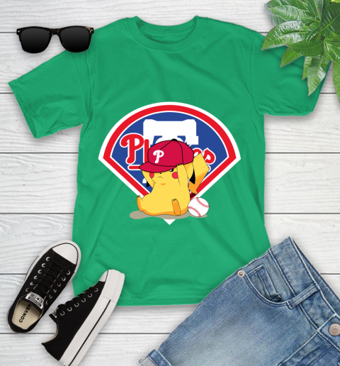 MLB Pikachu Baseball Sports Philadelphia Phillies Youth T-Shirt 6