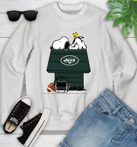 New York Jets NFL Football Snoopy Woodstock The Peanuts Movie Youth Sweatshirt