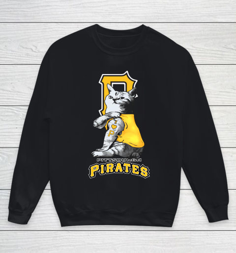 MLB Baseball My Cat Loves Pittsburgh Pirates Youth Sweatshirt