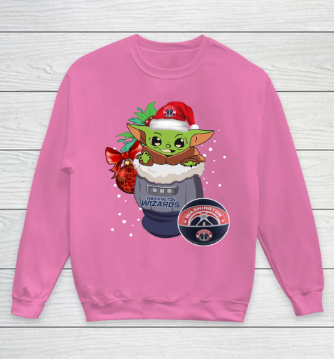Washington Wizards Christmas Baby Yoda Star Wars Funny Happy NBA Youth Sweatshirt 7