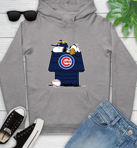 MLB Chicago Cubs Snoopy Woodstock The Peanuts Movie Baseball T Shirt Youth Hoodie 6