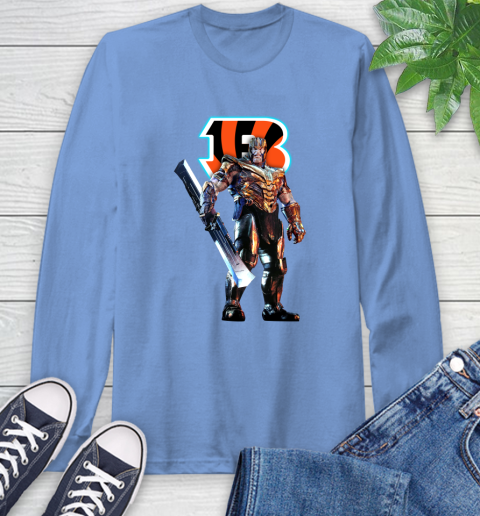 NFL Thanos Gauntlet Avengers Endgame Football Cincinnati Bengals Long Sleeve T-Shirt 11