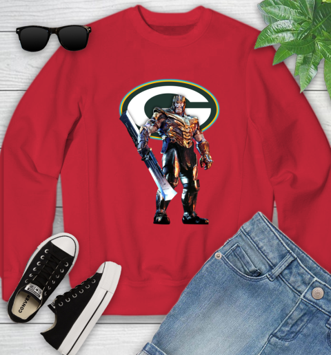 NFL Thanos Gauntlet Avengers Endgame Football Green Bay Packers Youth Sweatshirt 9