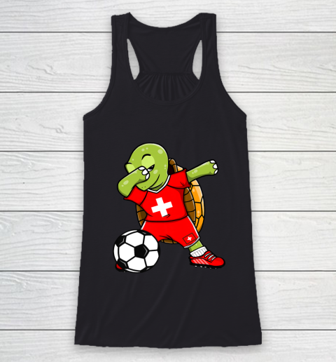 Dabbing Turtle Switzerland Soccer Fans Jersey Swiss Football Racerback Tank