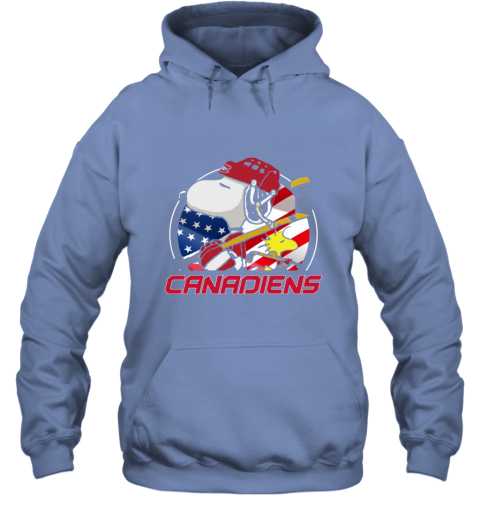dzwy montreal canadienssnoopy and woodstock nhl hoodie 23 front carolina blue