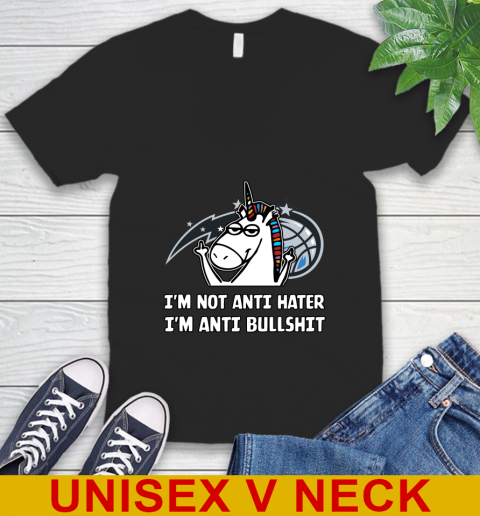 Orlando Magic NBA Basketball Unicorn I'm Not Anti Hater I'm Anti Bullshit V-Neck T-Shirt 2