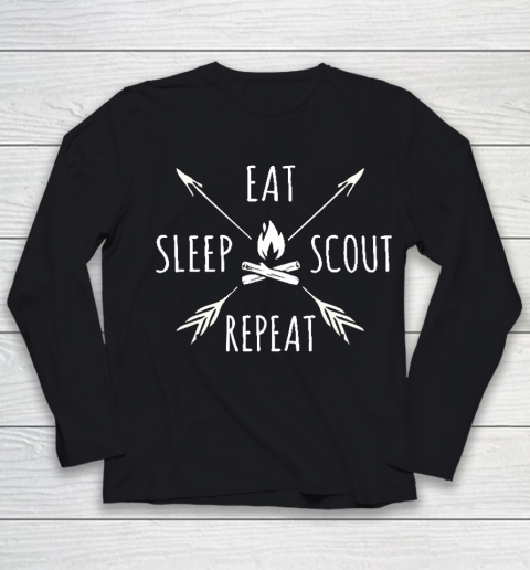 Camping Shirt Eat Sleep Scout Repeat Youth Long Sleeve