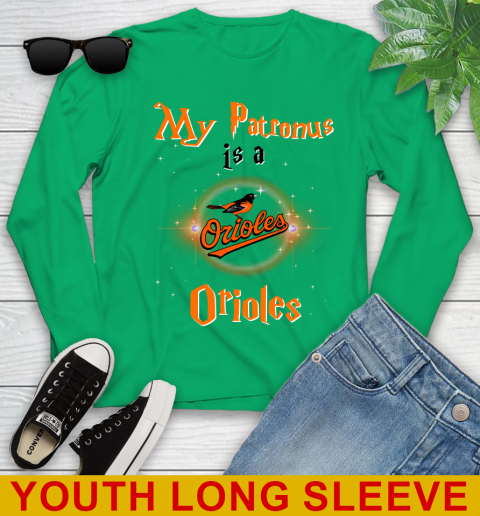 MLB Baseball Harry Potter My Patronus Is A Baltimore Orioles Youth Long Sleeve 7