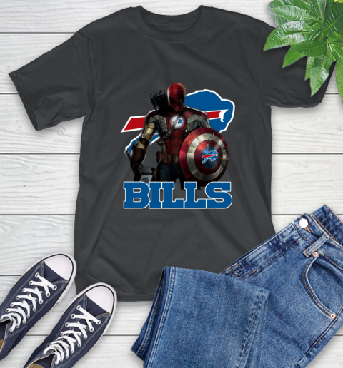 NFL Captain America Thor Spider Man Hawkeye Avengers Endgame Football Buffalo Bills T-Shirt 2