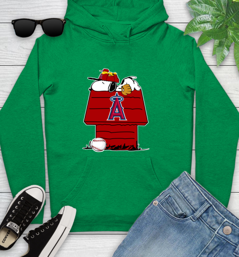 MLB Los Angeles Angels Snoopy Woodstock The Peanuts Movie Baseball T Shirt Youth Hoodie 7