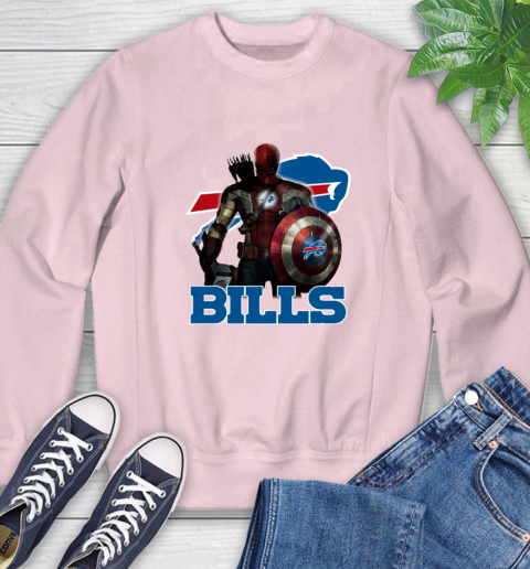 NFL Captain America Thor Spider Man Hawkeye Avengers Endgame Football Buffalo Bills Sweatshirt 9