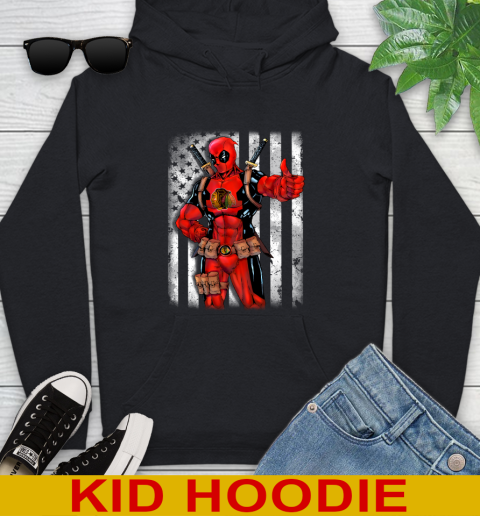 NHL Hockey Chicago Blackhawks Deadpool American Flag Shirt Youth Hoodie