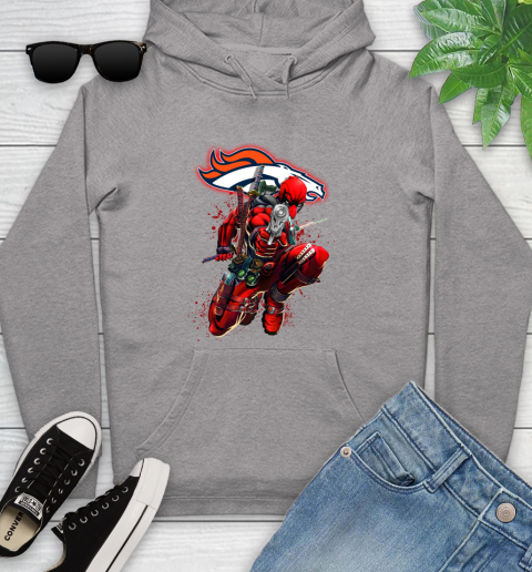 NFL Deadpool Marvel Comics Sports Football Denver Broncos Youth Hoodie 6
