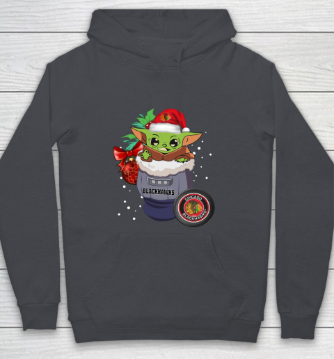 Chicago Blackhawks Christmas Baby Yoda Star Wars Funny Happy NHL Youth Hoodie 7