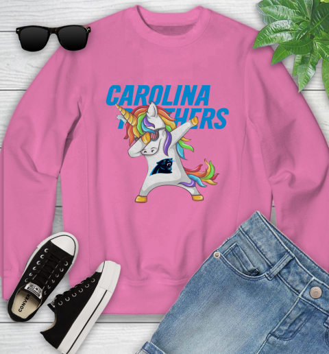 Carolina Panthers NFL Football Funny Unicorn Dabbing Sports Youth Sweatshirt 7