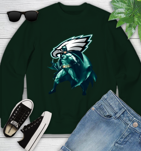 NFL Batman Football Sports Philadelphia Eagles Youth Sweatshirt 10