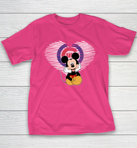 MLB Chicago Cubs The Heart Mickey Mouse Disney Baseball Youth T-Shirt 11
