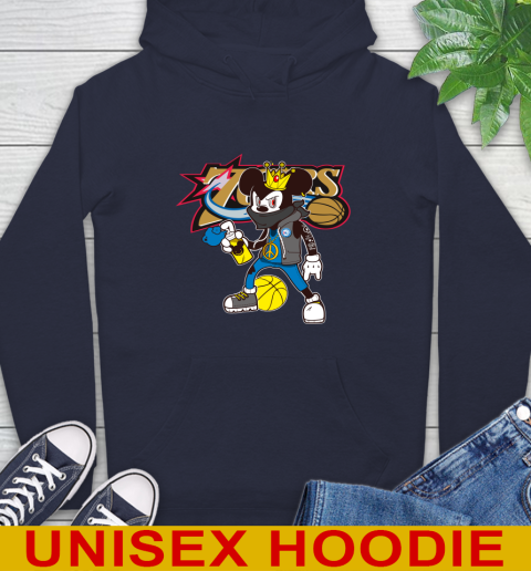 Philadelphia 76ers NBA Basketball Mickey Peace Sign Sports Hoodie 4