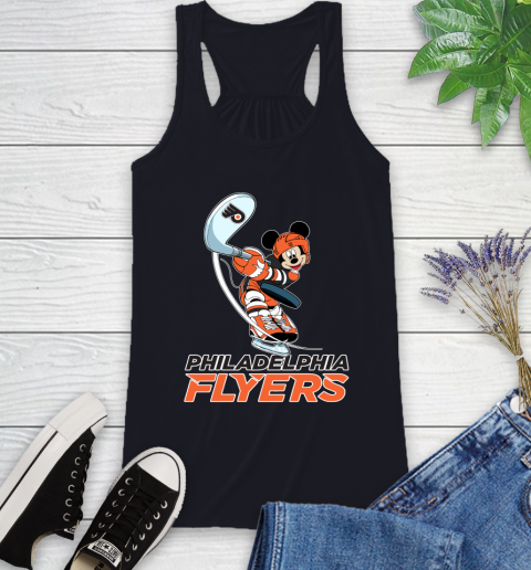 NHL Hockey Philadelphia Flyers Cheerful Mickey Mouse Shirt Racerback Tank 9