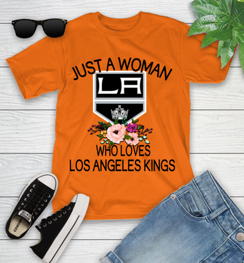NHL Just A Woman Who Loves Los Angeles Kings Hockey Sports Youth T-Shirt 4