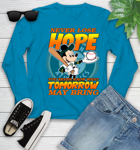 Oakland Athletics MLB Baseball Mickey Disney Never Lose Hope Youth Long Sleeve 8
