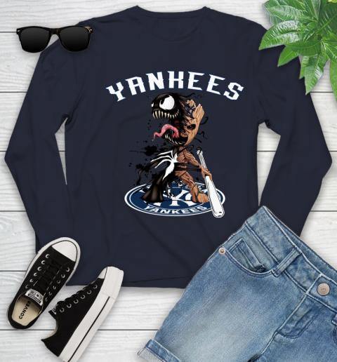 MLB New York Yankees Baseball Venom Groot Guardians Of The Galaxy Youth Long Sleeve 3