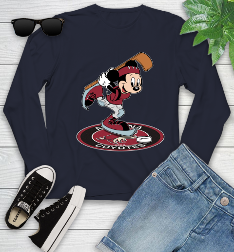 NHL Hockey Arizona Coyotes Cheerful Mickey Disney Shirt Youth Long Sleeve 3