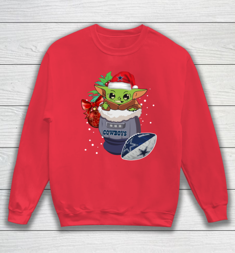 Dallas Cowboys Christmas Baby Yoda Star Wars Funny Happy NFL Sweatshirt 8