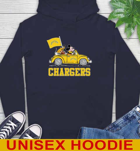 NFL Football Los Angeles Chargers Pluto Mickey Driving Disney Shirt Hoodie 4