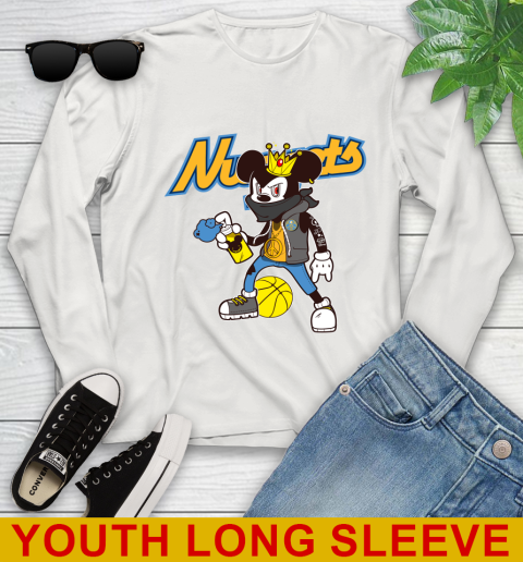 Denver Nuggets NBA Basketball Mickey Peace Sign Sports Youth Long Sleeve 12