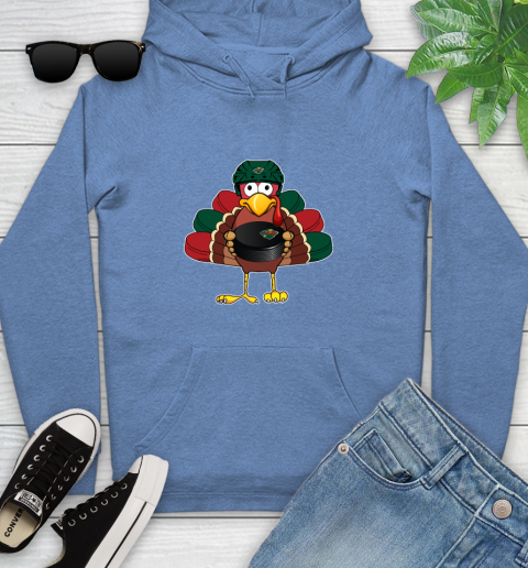 Minnesota Wild Turkey Thanksgiving Day Youth Hoodie 12