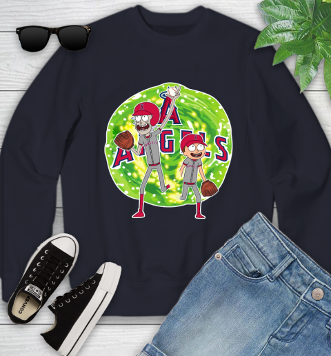 MLB Los Angeles Angels Rick And Morty Baseball Sports Youth Sweatshirt 3